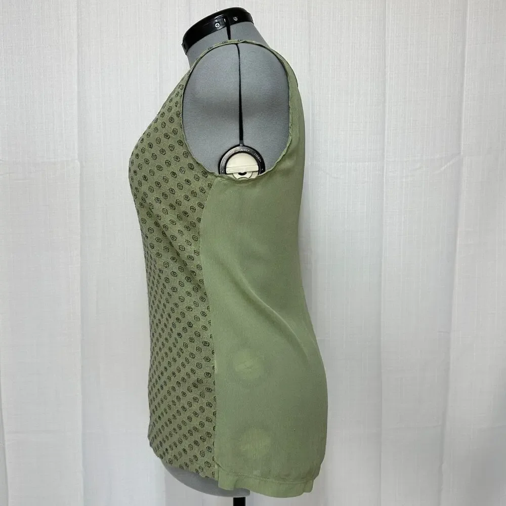 Tandem Polka-Dot Sleeveless Blouse Lagenlook Lightweight Semi Sheer Sz: 40